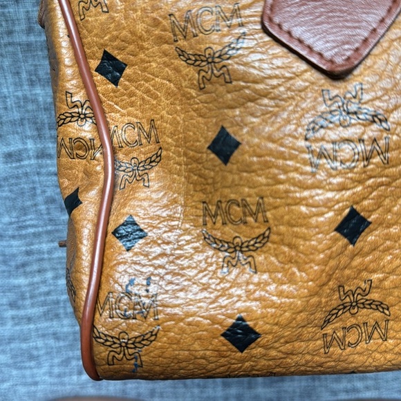 Authentic MCM Brown Hand Bag with Signature Logo and Gold Hardware - Picture 16 of 17